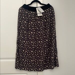 Saint Laurent Pleated Black and White Midi Skirt